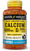 MASON NATURAL Calcio de Rápida Absorción con Vitamina D3 - Fortalece la Función Muscular y Apoya Huesos Saludables, 60 Softgels - imagen 1