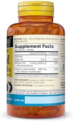 MASON NATURAL Calcio de Rápida Absorción con Vitamina D3 - Fortalece la Función Muscular y Apoya Huesos Saludables, 60 Softgels - imagen 2