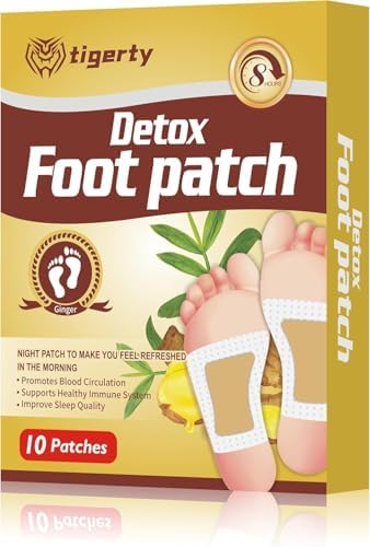 Parches para los pies Tigerty (10 Piezas), Parches Adhesivos de Vinagre de Bambú y Jengibre, Relajación y Alivio del Estrés, Mejor Sueño - imagen 1