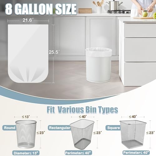 Bolsas de Basura de 8 Galones - Paquete de 50 Bolsas Medianas Blancas Sin Fragancia para Oficina, Dormitorio, Baño y Cocina - imagen 2