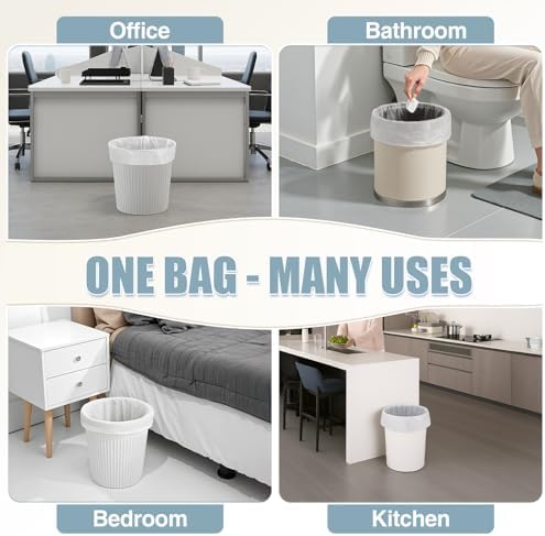 Bolsas de Basura de 8 Galones - Paquete de 50 Bolsas Medianas Blancas Sin Fragancia para Oficina, Dormitorio, Baño y Cocina - imagen 5