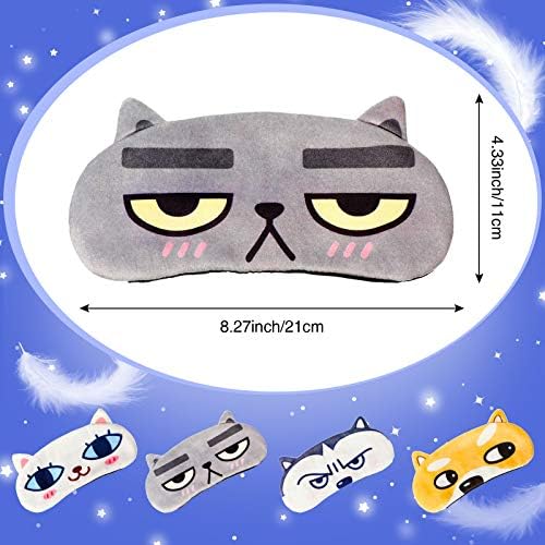 Máscara de Sueño para Niños y Adultos, 4 Piezas de Animales (Gato y Perro) con Correa Ajustable, Suave y Divertida, Ideal para Viajes y Meditación - imagen 5