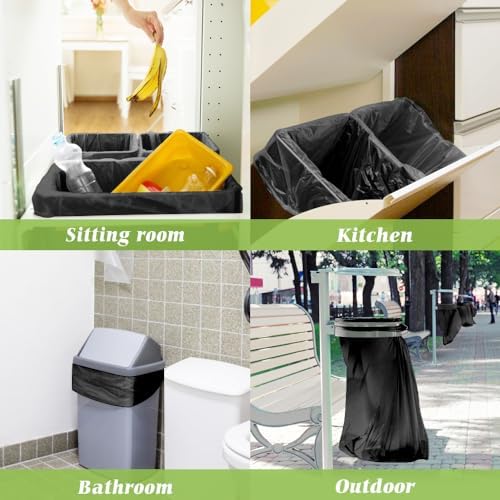 Bolsas de Basura Medianas Teivio de 10 Galones y 120 Cuentas, Forros para Bote de Baño, Plásticas para Hogar, Oficina, Cocina y Jardín, Negras - imagen 5