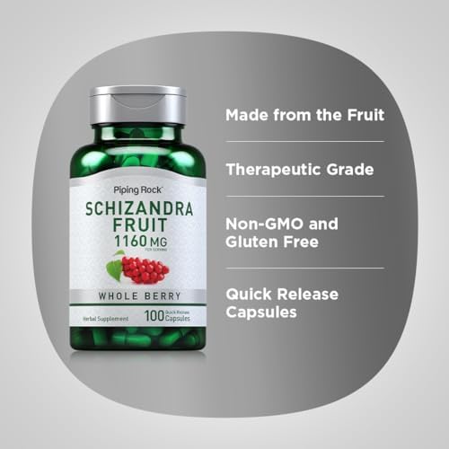 Cápsulas de Fruto de Schizandra Piping Rock 1160mg | 100 Unidades | Suplemento Sin OGM, Libre de Gluten - imagen 4