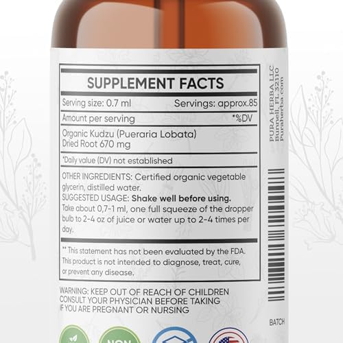 Extracto de Raíz de Kudzu Orgánico Pura Herba – Suplemento Vegano Sin Alcohol para Apoyo al Alcohol – 2 Fl Oz – No Transgénico, Hecho en EE. UU. - imagen 5