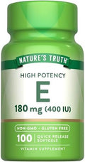 Vitaminas E Nature's Truth en Softgels | 400 IU 180mg | 100 Cápsulas | Suplemento No Transgénico y Libre de Gluten - imagen 1