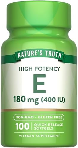 Vitaminas E Nature's Truth en Softgels | 400 IU 180mg | 100 Cápsulas | Suplemento No Transgénico y Libre de Gluten - imagen 1