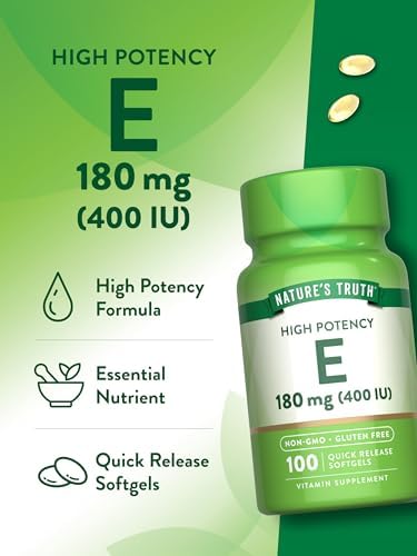 Vitaminas E Nature's Truth en Softgels | 400 IU 180mg | 100 Cápsulas | Suplemento No Transgénico y Libre de Gluten - imagen 5