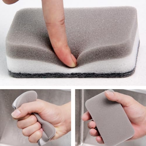 Esponjas de Lavado de Platos Lasenersm - Paquete de 10, Esponjas de Cocina de Doble Cara, Gris, Sin Rayones, Ideal para Limpieza - imagen 6