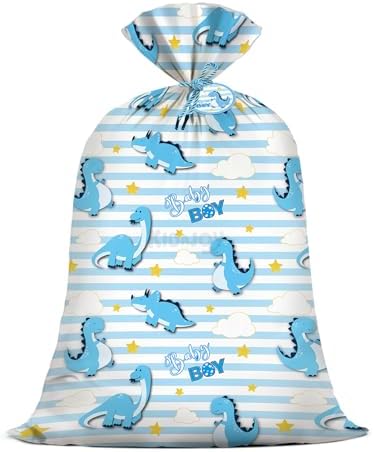 KIDAJOY Bolsa de Regalo Plástica Jumbo de Dinosaurio Azul para Baby Shower, 56 x 36 Pulgadas, Suministros y Decoraciones para Fiestas de Bebé - imagen 1