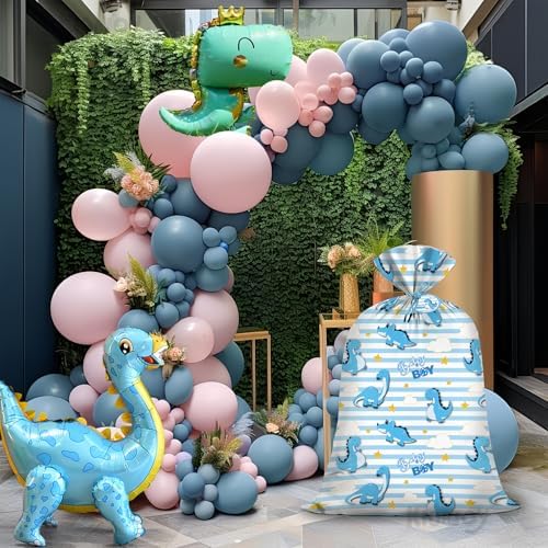 KIDAJOY Bolsa de Regalo Plástica Jumbo de Dinosaurio Azul para Baby Shower, 56 x 36 Pulgadas, Suministros y Decoraciones para Fiestas de Bebé - imagen 6