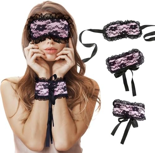 Máscara de Sueño FRESHME con Vendas para Manos - 3 Piezas Rosa Negro, Linda y Cómoda Máscara de Ojos para Dormir, Regalo Ideal de San Valentín para - imagen 1