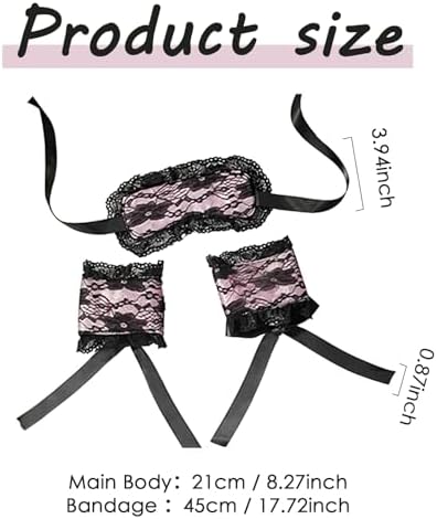 Máscara de Sueño FRESHME con Vendas para Manos - 3 Piezas Rosa Negro, Linda y Cómoda Máscara de Ojos para Dormir, Regalo Ideal de San Valentín para - imagen 4