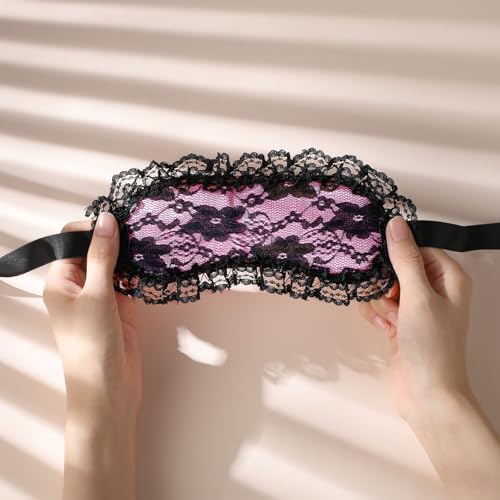 Máscara de Sueño FRESHME con Vendas para Manos - 3 Piezas Rosa Negro, Linda y Cómoda Máscara de Ojos para Dormir, Regalo Ideal de San Valentín para - imagen 6