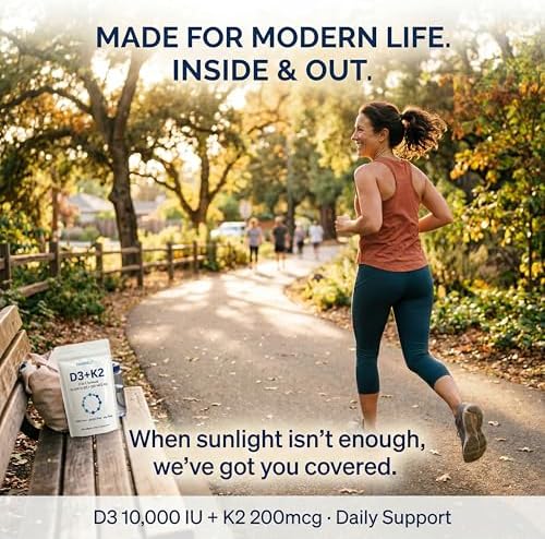 Suplemento de Vitamina D3 K2 PANWELL 10000 UI con MK-7 200 mcg, Aceite de Coco, 180 Cápsulas Blandas, Apoya la Absorción de Calcio y la Salud Ósea, - imagen 5