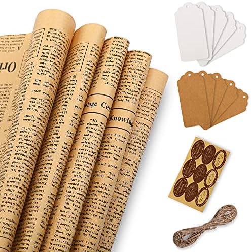 Tenare Paquete de 18 Hojas de Papel de Regalo Vintage para Envolver Libros, 27.75 x 19.75 Pulgadas, Ideal para Cumpleaños y San Valentín - imagen 1