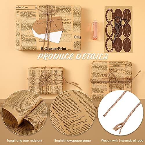 Tenare Paquete de 18 Hojas de Papel de Regalo Vintage para Envolver Libros, 27.75 x 19.75 Pulgadas, Ideal para Cumpleaños y San Valentín - imagen 3