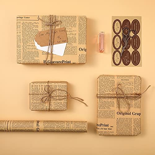 Tenare Paquete de 18 Hojas de Papel de Regalo Vintage para Envolver Libros, 27.75 x 19.75 Pulgadas, Ideal para Cumpleaños y San Valentín - imagen 5