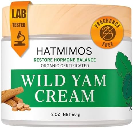 Crema de Yam Silvestre HATMIMOS, 2oz, Orgánica para Balance Hormonal, Apoyo en Perimenopausia y Menopausia, Sin Fragancia, para Todo Tipo de Piel - imagen 1
