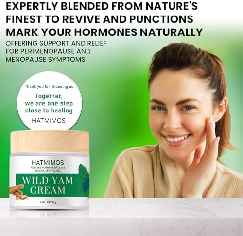 Crema de Yam Silvestre HATMIMOS, 2oz, Orgánica para Balance Hormonal, Apoyo en Perimenopausia y Menopausia, Sin Fragancia, para Todo Tipo de Piel - imagen 2