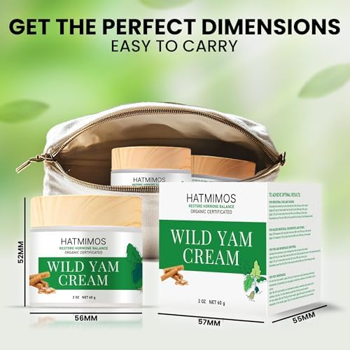 Crema de Yam Silvestre HATMIMOS, 2oz, Orgánica para Balance Hormonal, Apoyo en Perimenopausia y Menopausia, Sin Fragancia, para Todo Tipo de Piel - imagen 5
