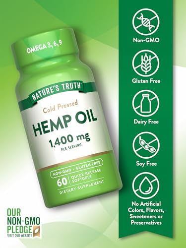 Softgels de Aceite de Cáñamo Nature's Truth | 1400mg | 60 Cápsulas | Omega 3 6 9 | Prensado en Frío | Suplemento Sin OGM y Sin Gluten - imagen 3
