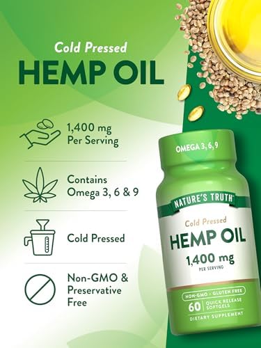 Softgels de Aceite de Cáñamo Nature's Truth | 1400mg | 60 Cápsulas | Omega 3 6 9 | Prensado en Frío | Suplemento Sin OGM y Sin Gluten - imagen 5