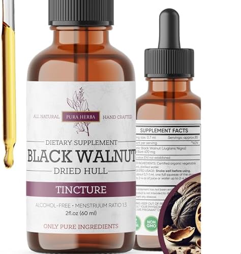 Tintura de Cáscara de Nogal Negro – Desintoxicación Natural y Limpieza Digestiva – Extracto Orgánico de Nogal Negro – Gotas Sin Alcohol, Sin Azúcar, - imagen 1
