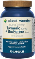 Suplemento de Cúrcuma Nature's Wonder con BioPerine - Complejo de Cúrcuma 500mg con BioPerine 5mg para Función Articular, Movilidad y Comodidad, 90 - imagen 1
