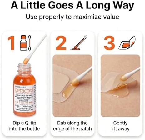 Desengrasante Detachol – Botella de 15mL para la Remoción Segura y Fácil de Adhesivos Médicos, Vendas y Cinta para la Piel – Sin Alcohol ni Acetona – - imagen 5