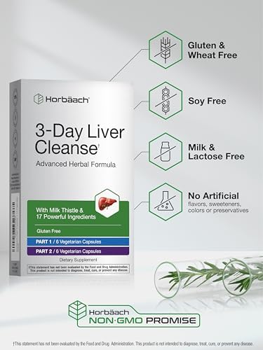 Horbäach Limpieza Hepática de 3 Días | 12 Cápsulas | con Cardo Mariano | Fórmula Herbal Avanzada | Suplemento Vegetariano, No Transgénico y Sin Gluten - imagen 4
