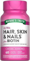 Nature's Truth Suplemento para Cabello, Piel y Uñas | 60 Tabletas | Con 5,000 mcg de Biotina | Libre de Gluten y No Transgénico - imagen 1
