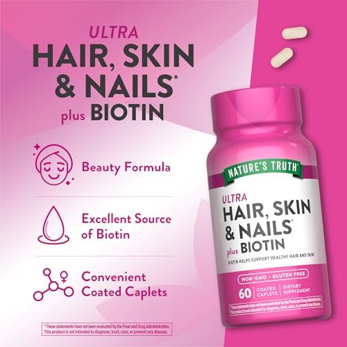Nature's Truth Suplemento para Cabello, Piel y Uñas | 60 Tabletas | Con 5,000 mcg de Biotina | Libre de Gluten y No Transgénico - imagen 5