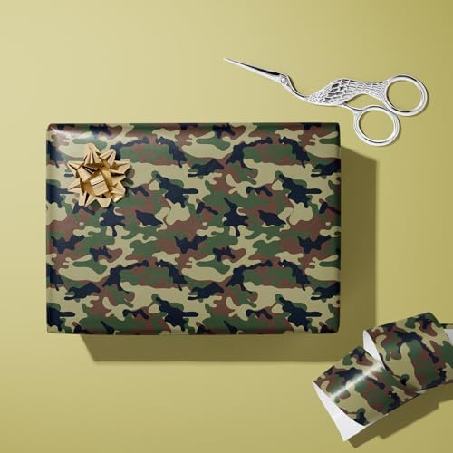 Papel de Regalo Dtiafu Camuflaje - Rollos para Cumpleaños para Hombres y Niños - Diseño Clásico de Camo - Total de 28.5 pies cuadrados - imagen 2