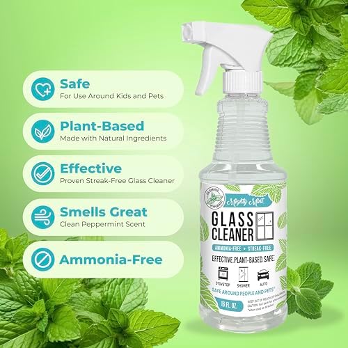Limpiador de Vidrios Mighty Mint, Sin Amoníaco, Spray Sin Rayas para Ventanas, Pantallas, Estufas y Baños, Aroma Natural a Menta, 16oz - imagen 6