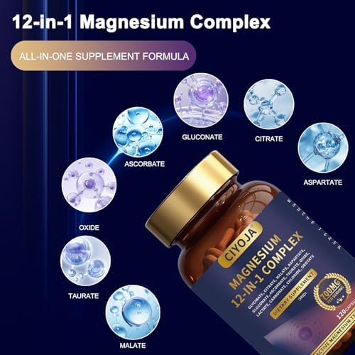 Complejo de Magnesio 12 en 1 para Mujeres y Hombres: 700mg de Glicinato de Magnesio con Citrato, Malato y Taurato - Suplemento Vegano de Alta - imagen 2