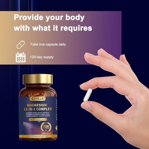 Complejo de Magnesio 12 en 1 para Mujeres y Hombres: 700mg de Glicinato de Magnesio con Citrato, Malato y Taurato - Suplemento Vegano de Alta - imagen 6
