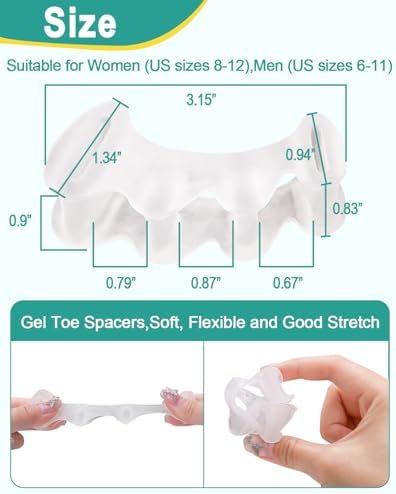 Separadores de Dedos de Silicona Gel BLATOWN para Hombres y Mujeres, 2 Pares, Correctores de Juanetes y Dedos en Martillo, Alivio para Fasciitis - imagen 2