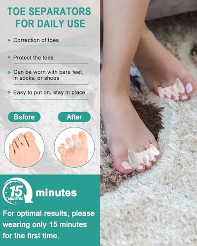 Separadores de Dedos de Silicona Gel BLATOWN para Hombres y Mujeres, 2 Pares, Correctores de Juanetes y Dedos en Martillo, Alivio para Fasciitis - imagen 3
