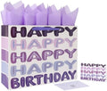 Set de Bolsa de Regalo Extra Grande Qirrmiy de 16.5 Morada para Cumpleaños con Asas, Tarjeta de Felicitación, Papel de Seda y Stickers, 1 Pz - imagen 1
