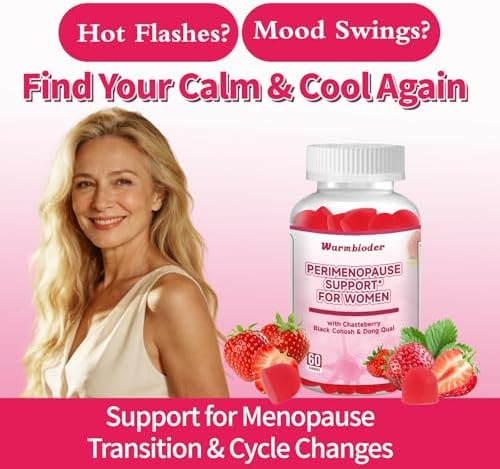 Gomitas Warmbioder para Apoyo en la Perimenopausia - Suplemento de Alivio y Equilibrio con Cohosh Negro, Vitamina D3 y B6 para Sofocos y Sudores - imagen 2