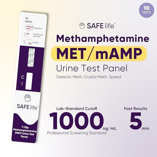 SAFE LIFE [Paquete de 10] Prueba de Orina para Metanfetaminas, Tarjeta de Prueba en Casa, Nivel de Corte 1000 ng/ml, Uso OTC - imagen 2