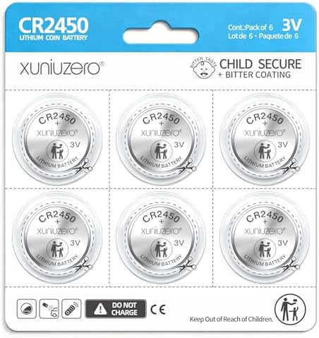 Baterías de Litio CR2450 XUNIUZERO 6 Piezas, 3 Voltios, Larga Duración, Sin Mercurio, Paquete Seguro para Niños - imagen 1
