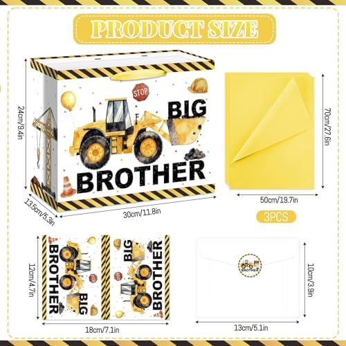 Bolsa de Regalo para Hermano Mayor con Papel de Regalo, Tarjeta, Sticker y Sobre - Regalos de Construcción para Niño, Hijo, Nieto o Sobrino en - imagen 5