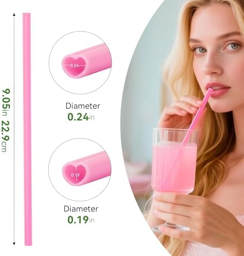 50 Piezas de Popotes de Plástico en Forma de Corazón Rosa, Envueltos Individualmente, para Fiestas de San Valentín, Baby Shower, Bodas y Cumpleaños - imagen 5