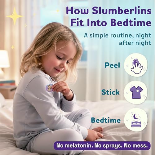 Parches Calmantes para Dormir Slumberlins para Niños y Bebés - Stickers Naturales con Aceites Esenciales de Lavanda y Manzanilla, Sin Melatonina, 30 - imagen 4