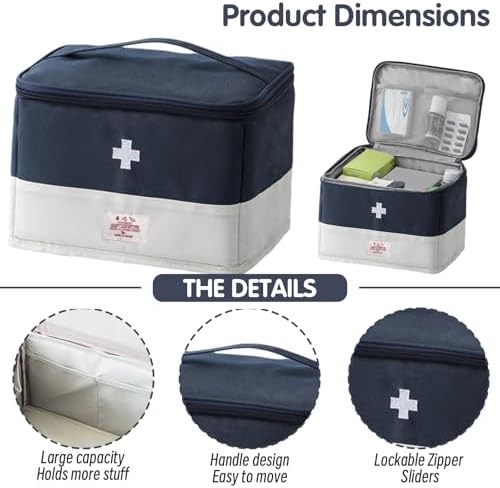 Organizador de Bolsa de Medicina XPAPOV, Caja de ros Auxilios Vacía para Hogar, Viajes, Camping, Coche, Senderismo y Emergencias al Aire Libre - imagen 3