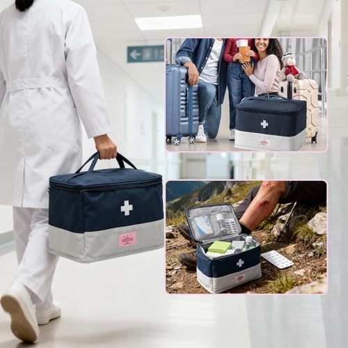 Organizador de Bolsa de Medicina XPAPOV, Caja de ros Auxilios Vacía para Hogar, Viajes, Camping, Coche, Senderismo y Emergencias al Aire Libre - imagen 5