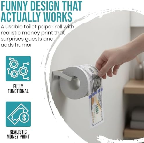 Papel Higiénico de Broma Iconikal de 240 Hojas, Billete de $100 Dólares, 1 Rollo - imagen 6