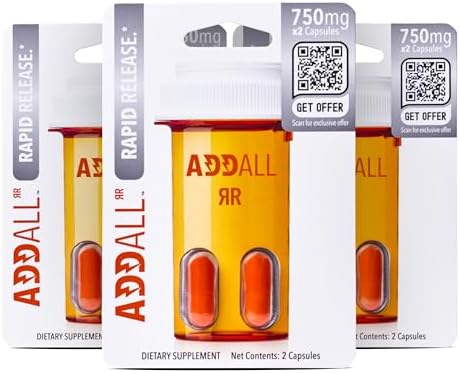 Suplemento Addall Rapid Release (Paquete de 3) | Suplemento Cerebral Efectivo | Nootrópico y Energía | Sin Caída | Fórmula Científica | 6 Cápsulas - imagen 1